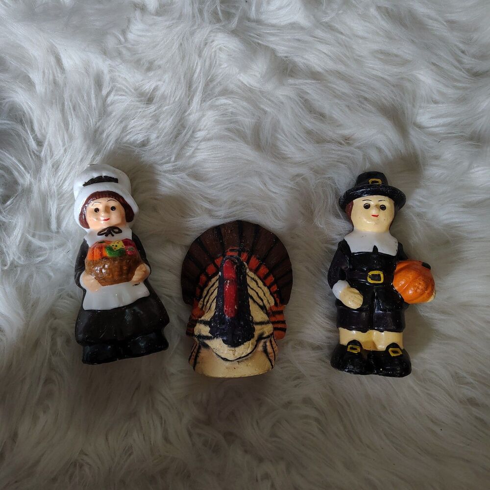 Vintage Thanksgiving Decor Pilgrims Turkey Candles 90s Nostalgia Autumn Fall New